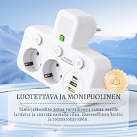 VirtaKoti – Kompakti jatkopistorasia USB-porteilla ja yövalolla