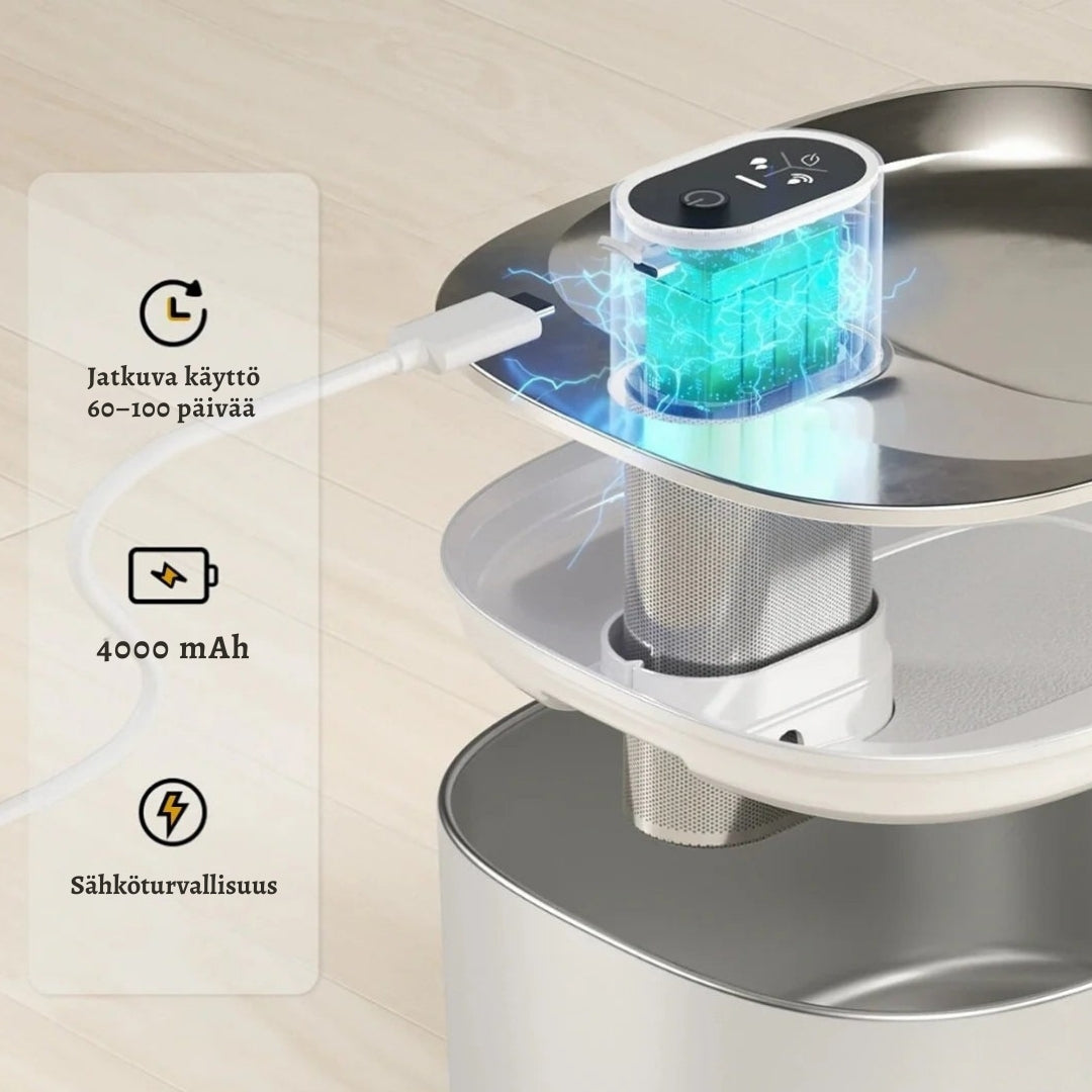 PuhdasPuro juomalähde – Aina raikasta ja suodatettua vettä kissallesi