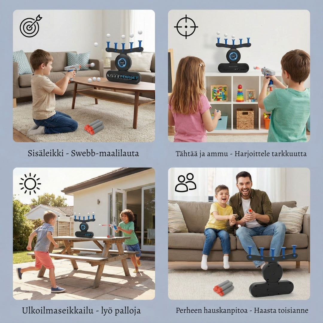 TarkkuusPeli – Kelluvien pallojen tähtäyspeli toimintaan ja hauskaan kisailuun