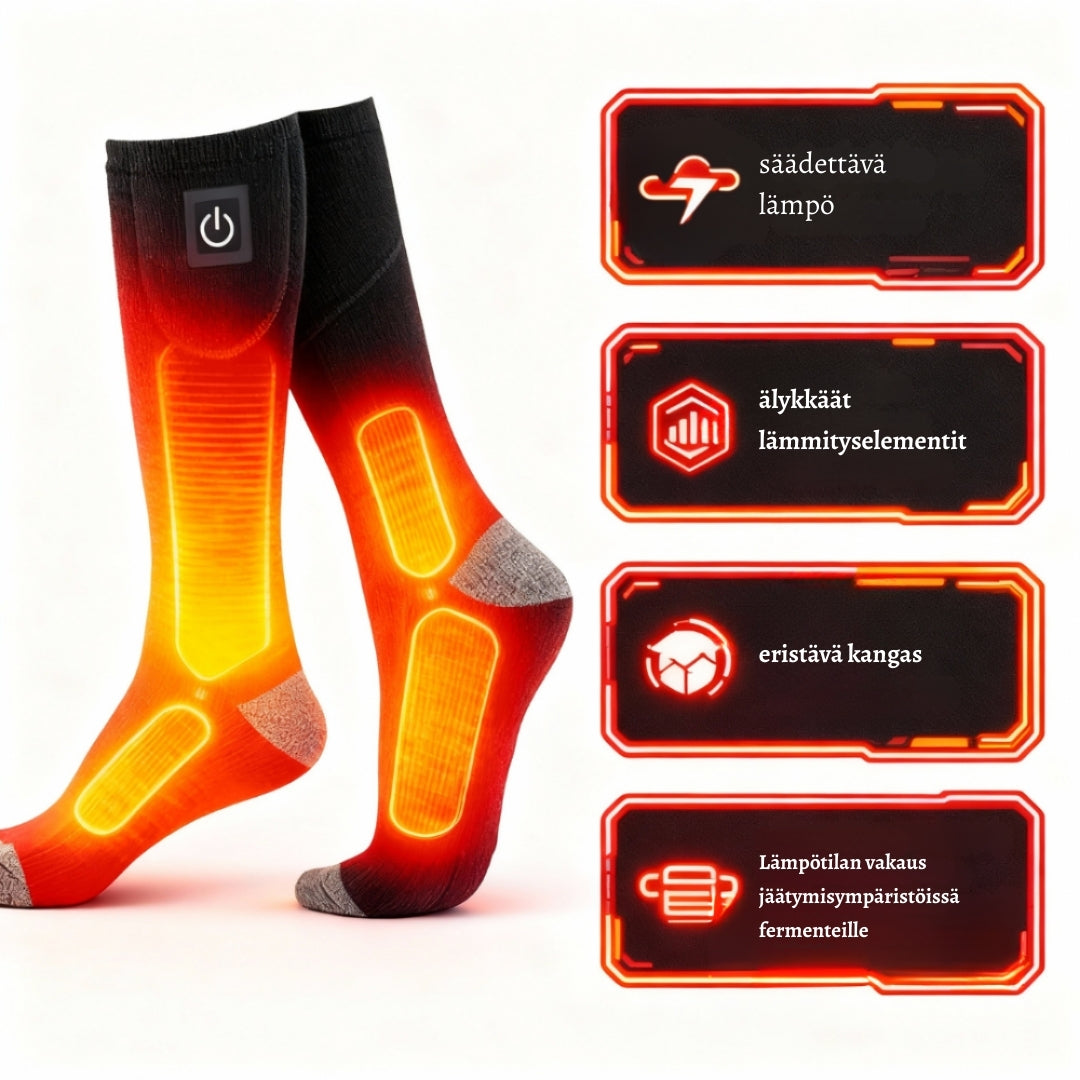 LämpöSukka – Sähkölämmitettävät sukat miellyttävään ja säädettävään lämpöön