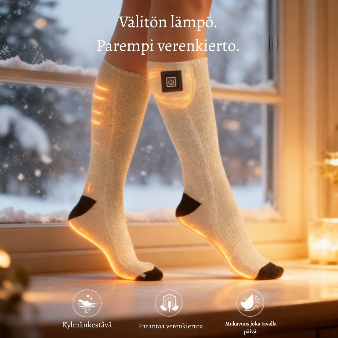 LämpöSukka – Sähkölämmitettävät sukat miellyttävään ja säädettävään lämpöön